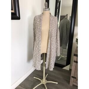 Kori American Gray Open Front Lightweight Long Women Cardigan w/pockets Small